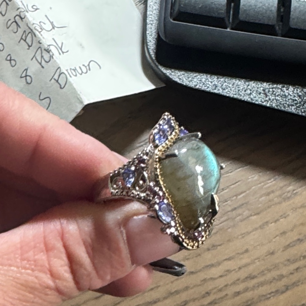 Vintage Sajen sterling silver ring with labradorite and amethyst. - Picture 7 of 9